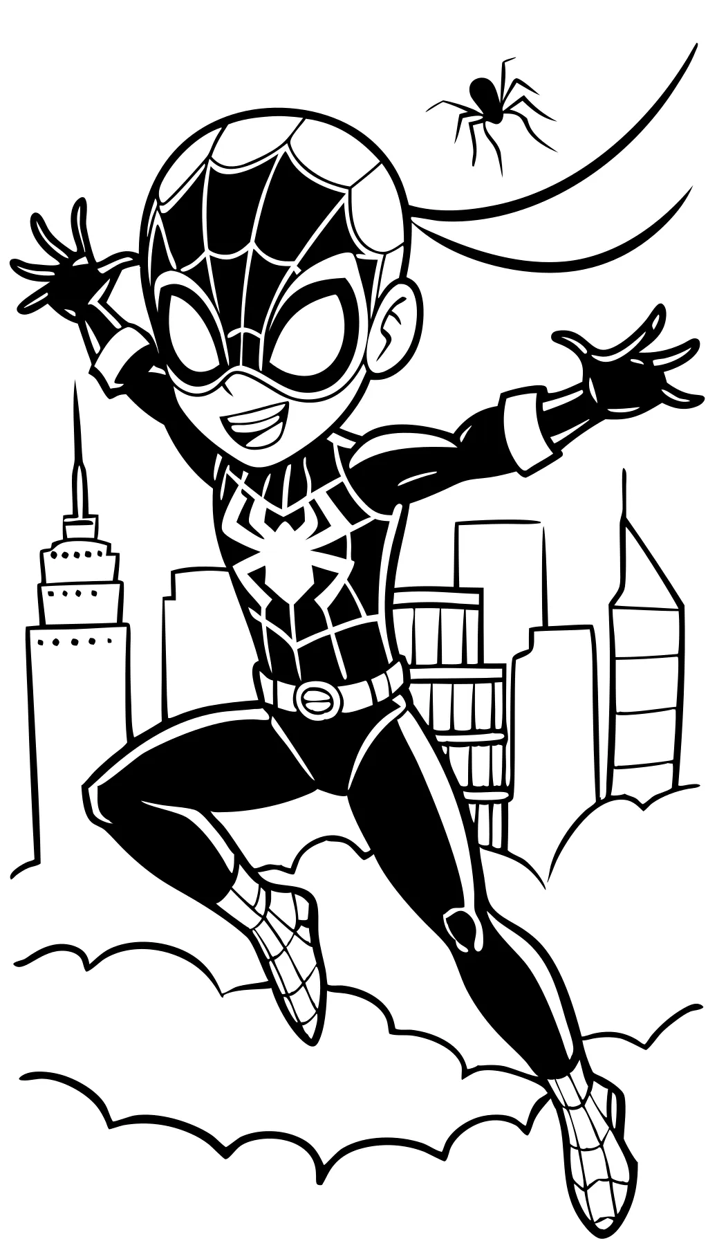 Páginas para colorear de dibujos animados de Spider Boy gratis